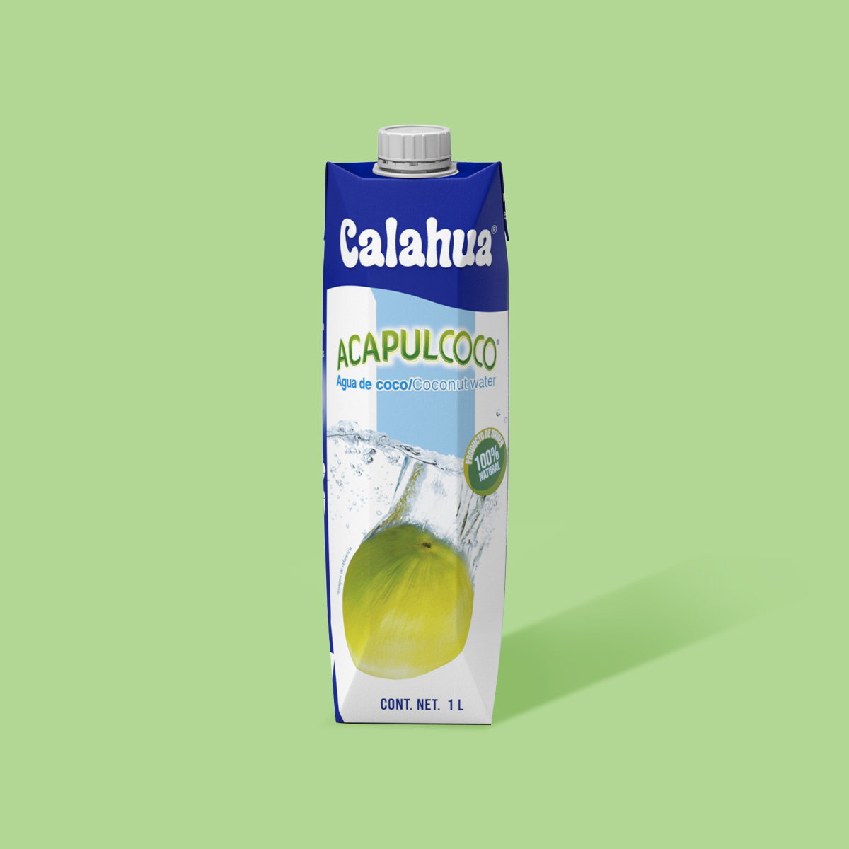 Agua de Coco Natural, Tetra Prisma de 1 litro frente