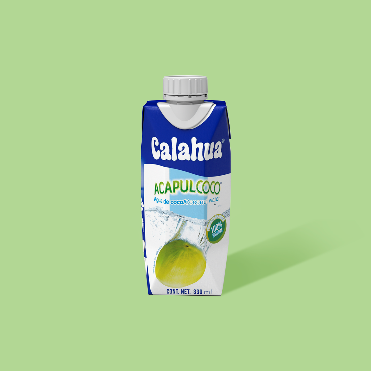 Agua de Coco Natural , tetra prisma de 330ml frontal