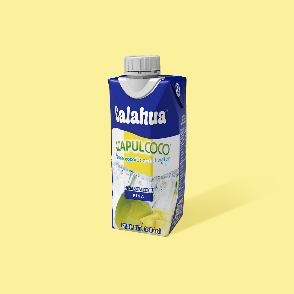 Agua de Coco con jugo de piña, Tetra Prisma  de 330 ml. 3/4