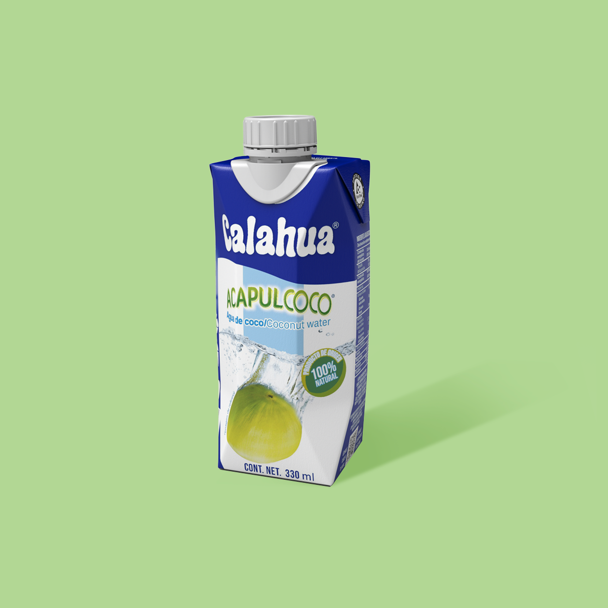 Agua de Coco Natural , tetra prisma de 330ml posterior